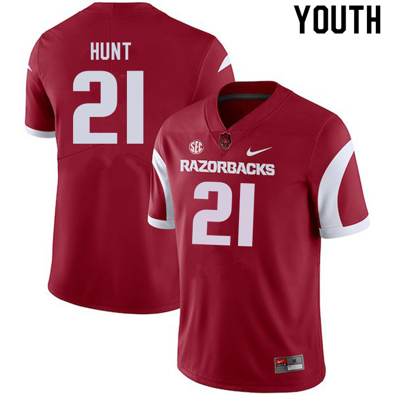 Youth #21 Javion Hunt Arkansas Razorbacks College Football Jerseys Sale-Cardinal